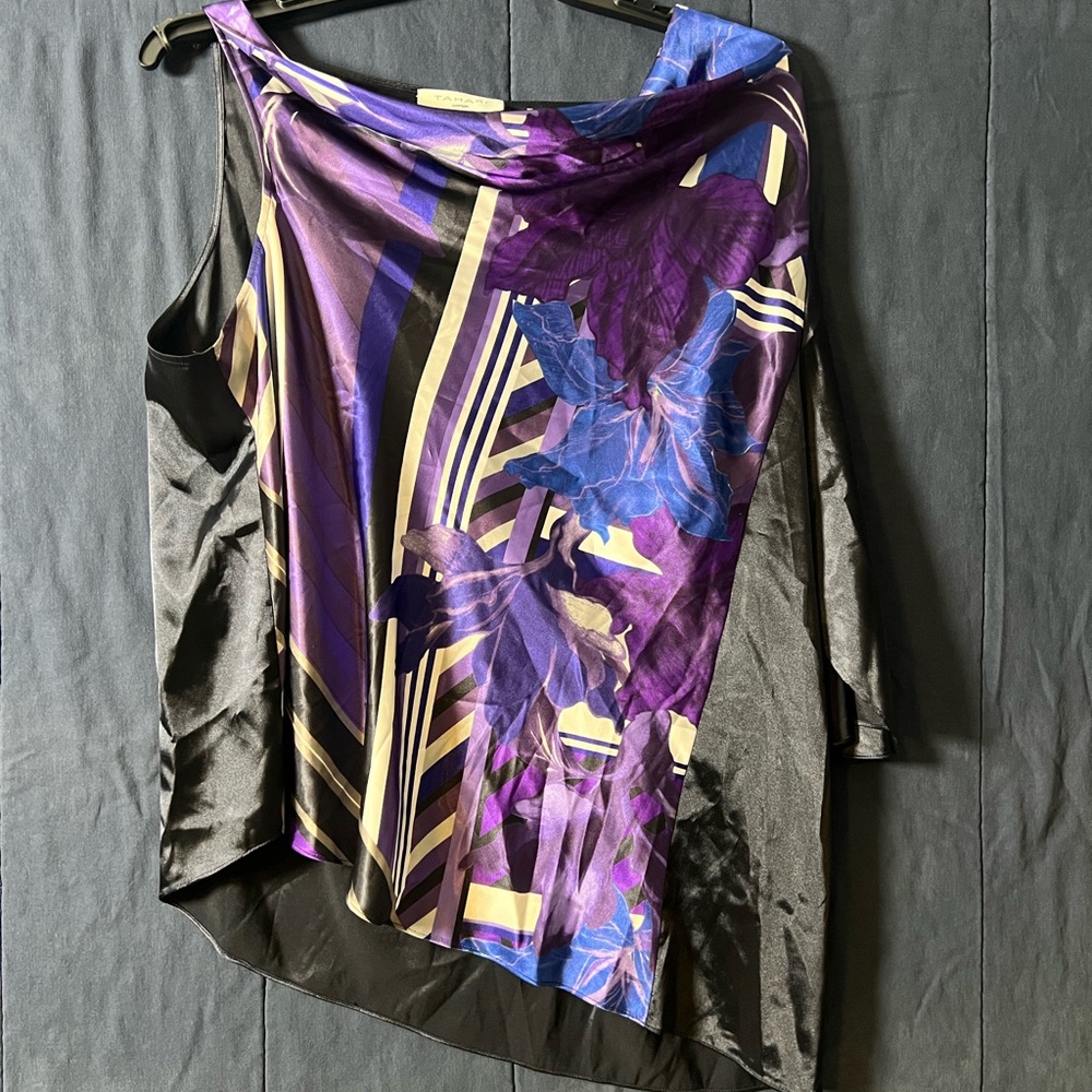 Tahari Purple and Black Top